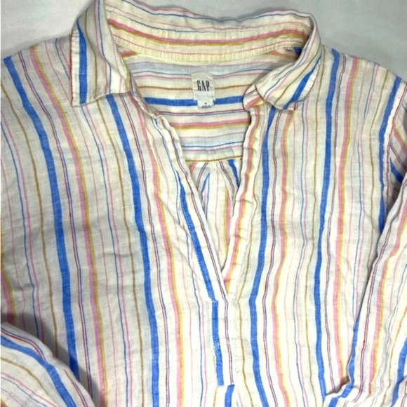 GAP- Woman's, Medium Boyfriend Stripe Popover Linen Tunic - Picture 4 of 8